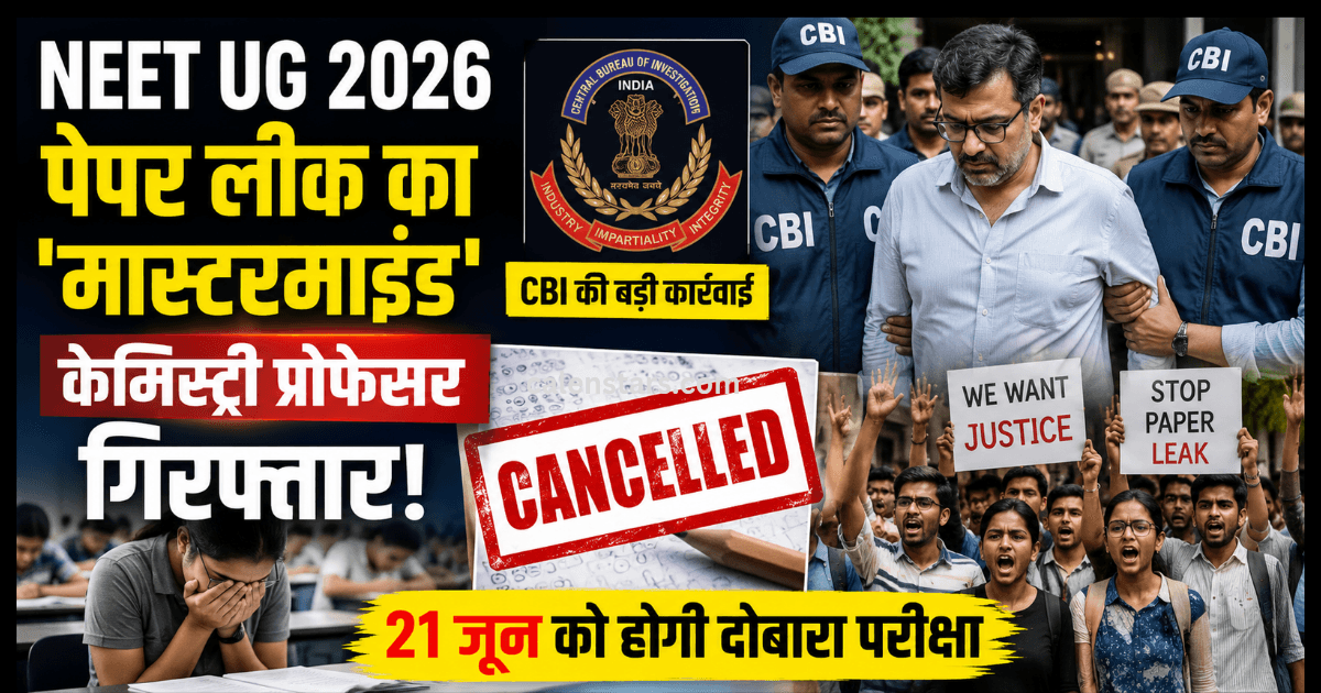 NEET UG 2026 paper leak, CBI arrests kingpin, PV Kulkarni chemistry professor, NTA exam cancelled, NEET re-exam June 21 2026,